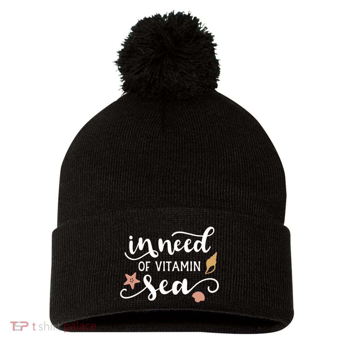 In Need Of Vitamin Sea Pom Pom 12in Knit Beanie