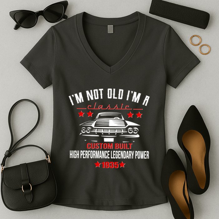 Im Not Old Im A Classic Custom Built 1935 90th Birthday Women's V-Neck T-Shirt