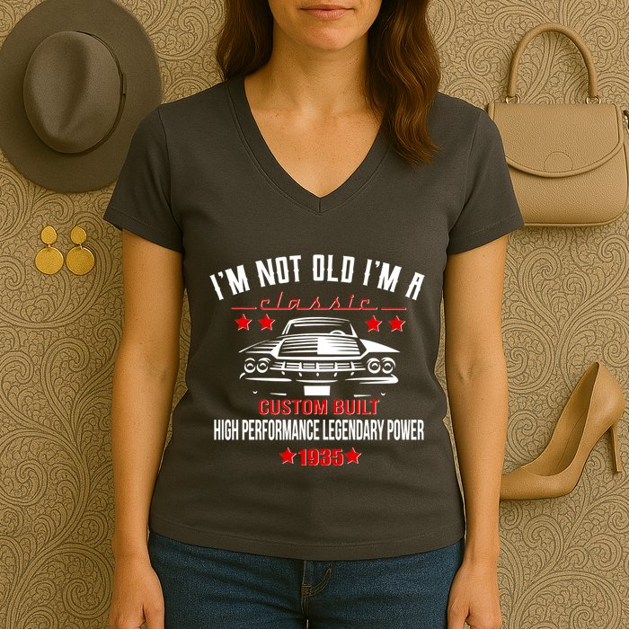 Im Not Old Im A Classic Custom Built 1935 90th Birthday Women's V-Neck T-Shirt