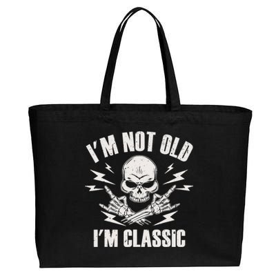 I'm Not Old I'm Classic Funny Rock On Skull for & Wo Cotton Canvas Jumbo Tote