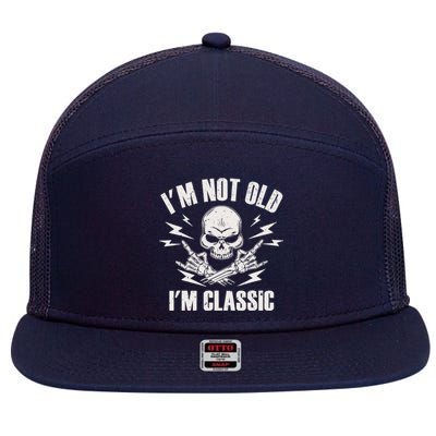 I'm Not Old I'm Classic Funny Rock On Skull for & Wo 7 Panel Mesh Trucker Snapback Hat