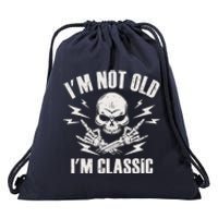 I'm Not Old I'm Classic Funny Rock On Skull for & Wo Drawstring Bag