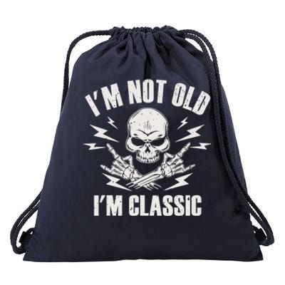 I'm Not Old I'm Classic Funny Rock On Skull for & Wo Drawstring Bag