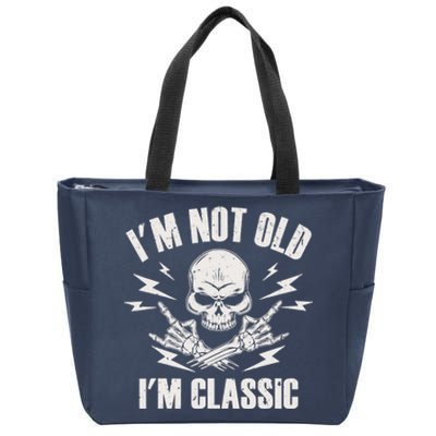 I'm Not Old I'm Classic Funny Rock On Skull for & Wo Zip Tote Bag