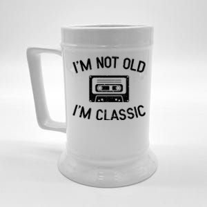 I'm Not Old I'm Classic Funny Birthday Retro Cassette Tape Funny Gift Beer Stein