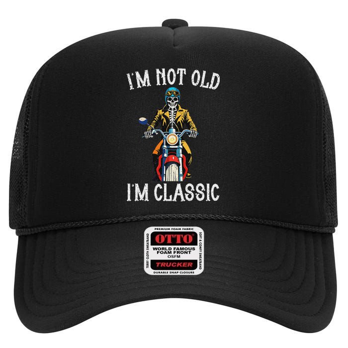 IM Not Old IM Classic Motorcycle Biker Skeleton Halloween High Crown Mesh Back Trucker Hat