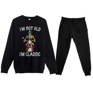 IM Not Old IM Classic Motorcycle Biker Skeleton Halloween Premium Crewneck Sweatsuit Set