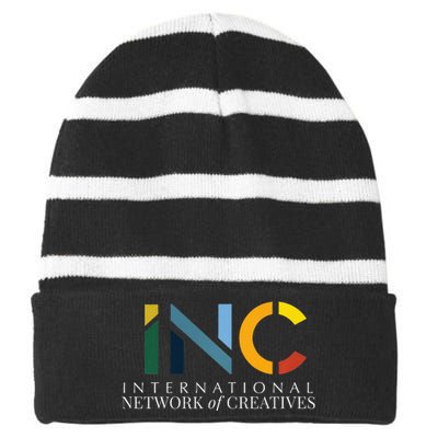 International Network Of Creatives Premium Striped Beanie with Solid Band