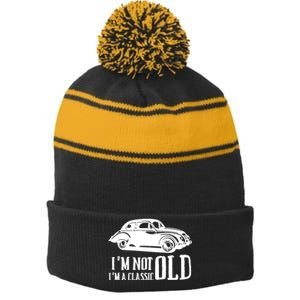 IM Not Old IM Classic Cars Stripe Pom Pom Beanie