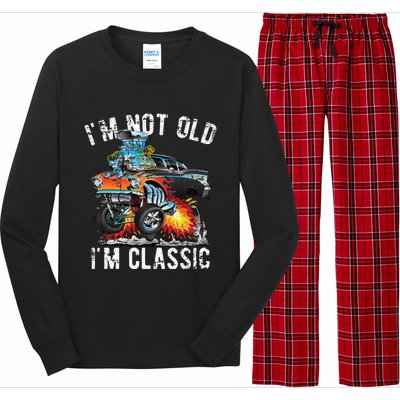 I'm Not Old I'm Classic Hotrod Cartoon Car Distressed Design Long Sleeve Pajama Set