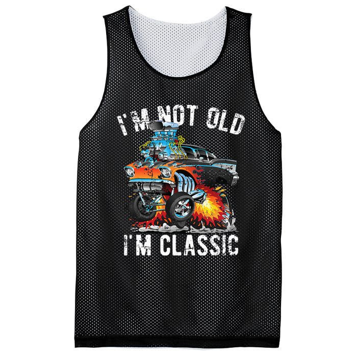 I'm Not Old I'm Classic Hotrod Cartoon Car Distressed Design Mesh Reversible Basketball Jersey Tank