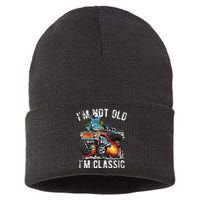 I'm Not Old I'm Classic Hotrod Cartoon Car Distressed Design Sustainable Knit Beanie