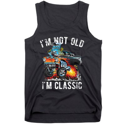 I'm Not Old I'm Classic Hotrod Cartoon Car Distressed Design Tank Top