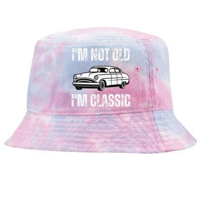 I'm Not Old I'm Classic Funny Grandpa Car Graphic Birthday Tie-Dyed Bucket Hat