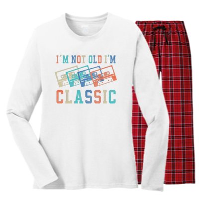 I'm Not Old Im Classic Grandpa Dad Birthday Gifts Rock Music Women's Long Sleeve Flannel Pajama Set 