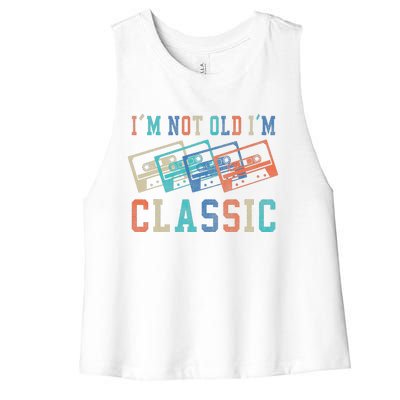 I'm Not Old Im Classic Grandpa Dad Birthday Gifts Rock Music Women's Racerback Cropped Tank