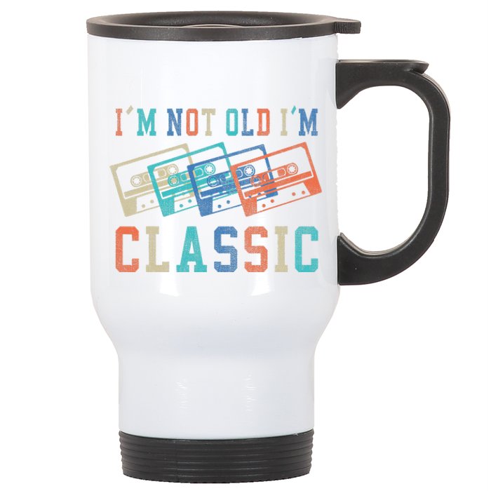 I'm Not Old Im Classic Grandpa Dad Birthday Gifts Rock Music Stainless Steel Travel Mug