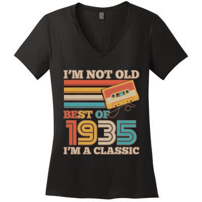 Im Not Old Best Of 1935 Im A Classic 90th Birthday Women's V-Neck T-Shirt