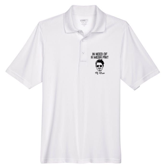 In Need Of A Mega Pint Of Wine Funny Men's Origin Performance Pique Polo