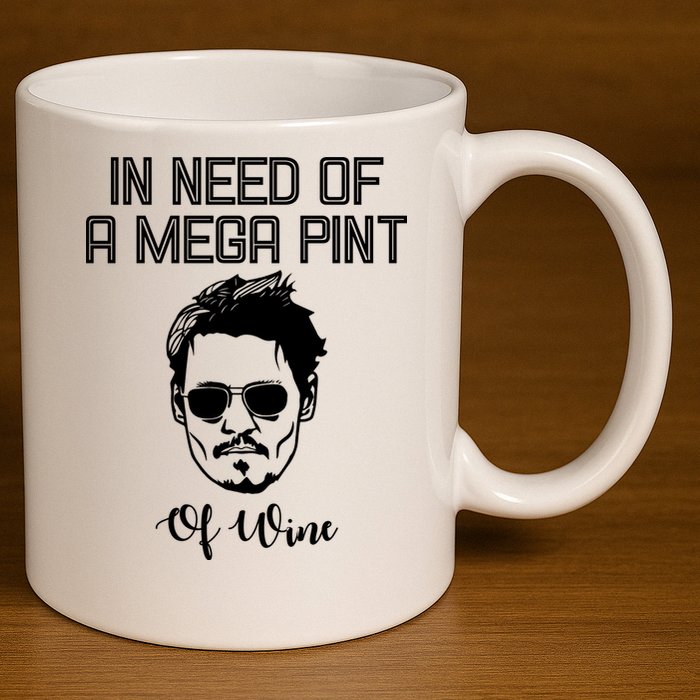 In Need Of A Mega Pint Of Wine Funny 11oz C Handle Ceramic Mug