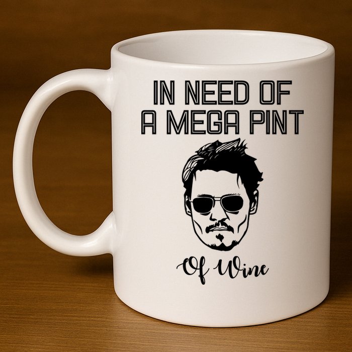 In Need Of A Mega Pint Of Wine Funny 11oz C Handle Ceramic Mug