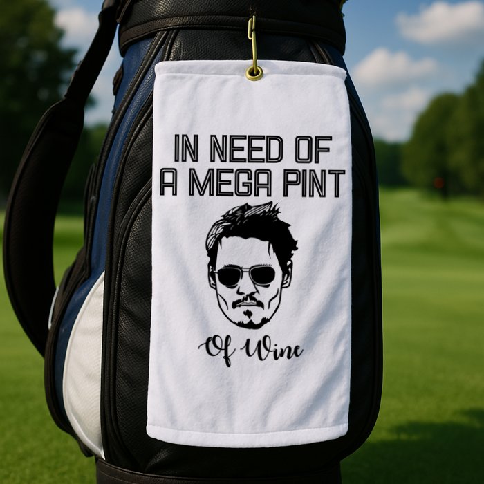 In Need Of A Mega Pint Of Wine Funny Golf Towel