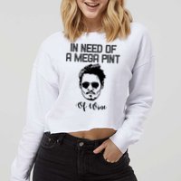 In Need Of A Mega Pint Of Wine Funny Cropped Pullover Crew