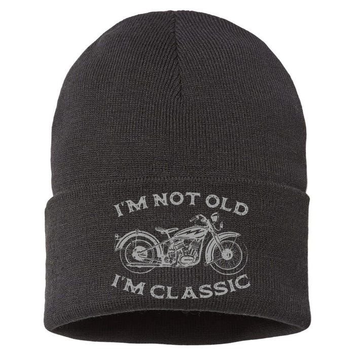 Im Not Old Im Classic Funny Motorcycle Bike Sustainable Knit Beanie