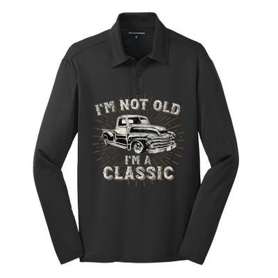 I'm Not Old I'm Classic Retro Truck Distressed Design Silk Touch Performance Long Sleeve Polo