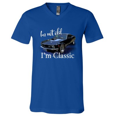 IM Not Old IM Classic Retro Muscle Car Art Birthday V-Neck T-Shirt