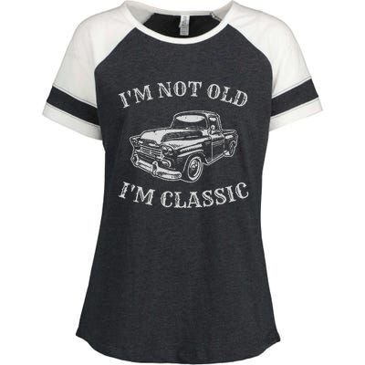 I'm Not Old I'm A Classic Vintage Car Truck Birthday Enza Ladies Jersey Colorblock Tee