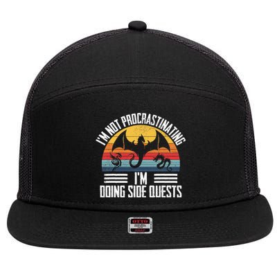 IM Not Procrastinating IM Doing Side Quests Rpg Dice Game 7 Panel Mesh Trucker Snapback Hat