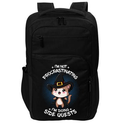 IM Not Procrastinating IM Doing Side Quests Funny Rpg Cat Impact Tech Backpack