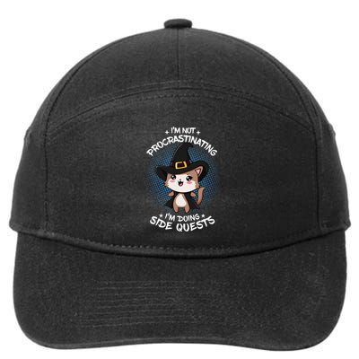 IM Not Procrastinating IM Doing Side Quests Funny Rpg Cat 7-Panel Snapback Hat