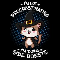 IM Not Procrastinating IM Doing Side Quests Funny Rpg Cat 7-Panel Snapback Hat