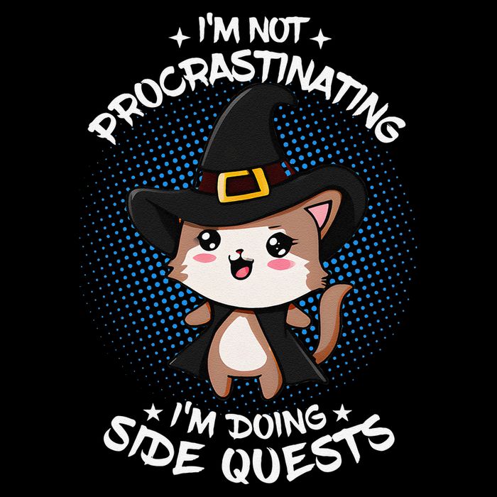 IM Not Procrastinating IM Doing Side Quests Funny Rpg Cat 7-Panel Snapback Hat