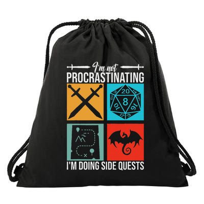 IM Not Procrastinating IM Doing Side Quests For Rpg Gamers Drawstring Bag
