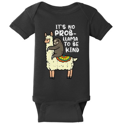 Its No Prob Llama To Be Kind Sloth Unity Day Orange Baby Bodysuit