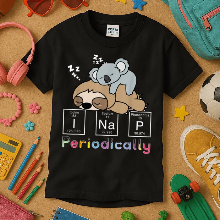 I Nap Periodically Funny Science Sloth Lover Koala Mama Bear Kids T-Shirt