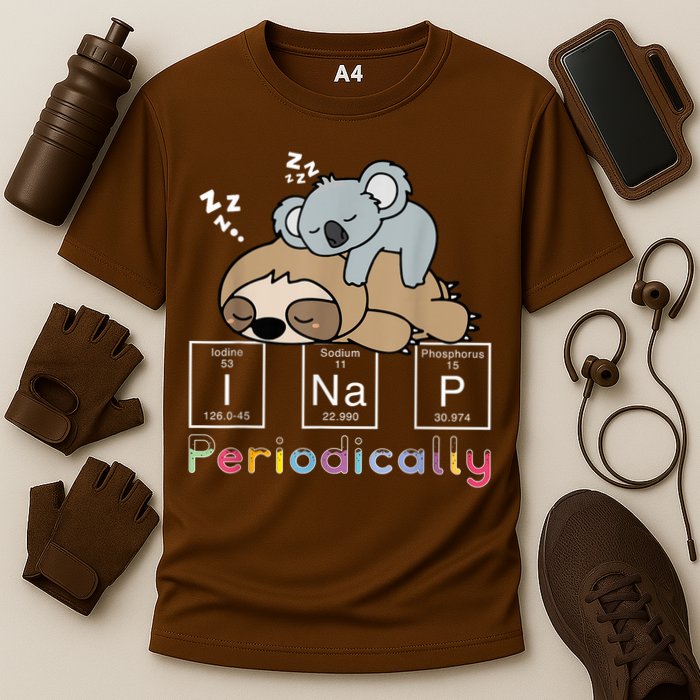 I Nap Periodically Funny Science Sloth Lover Koala Mama Bear Cooling Performance Crew T-Shirt