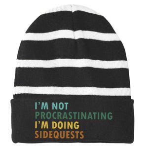 IM Not Procrastinating IM Doing Sidequests Gamer Dad Striped Beanie with Solid Band