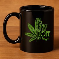 I'm Not Perfect But I'm Dope As Fuck Weed 420 Stoner Gift  11oz C Handle Ceramic Mug
