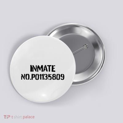 Inmate No. P01135809 County Jail Funny Orange Button