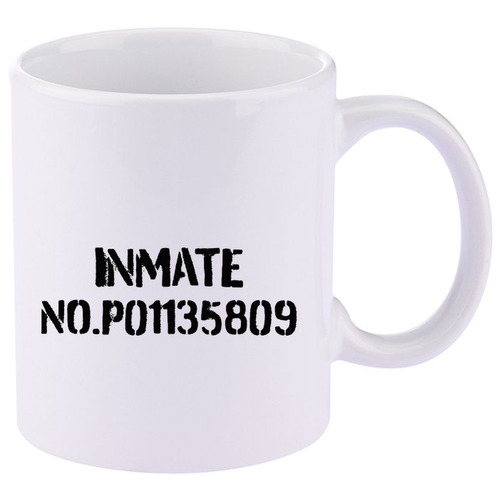 Inmate No. P01135809 County Jail Funny Orange 11oz C Handle Ceramic Mug