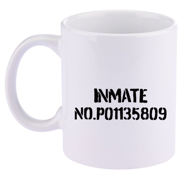 Inmate No. P01135809 County Jail Funny Orange 11oz C Handle Ceramic Mug