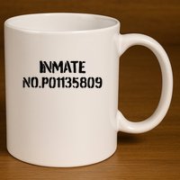 Inmate No. P01135809 County Jail Funny Orange 11oz C Handle Ceramic Mug