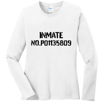 Inmate No. P01135809 County Jail Funny Orange Ladies Long Sleeve Shirt
