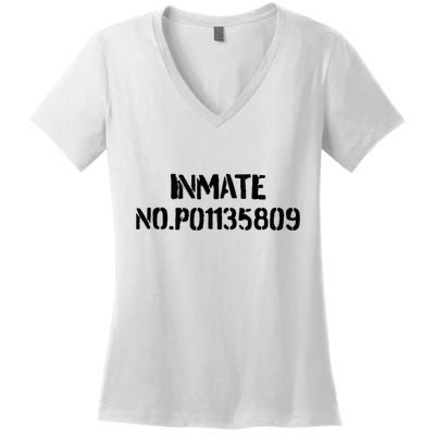 Inmate No. P01135809 County Jail Funny Orange Women's V-Neck T-Shirt