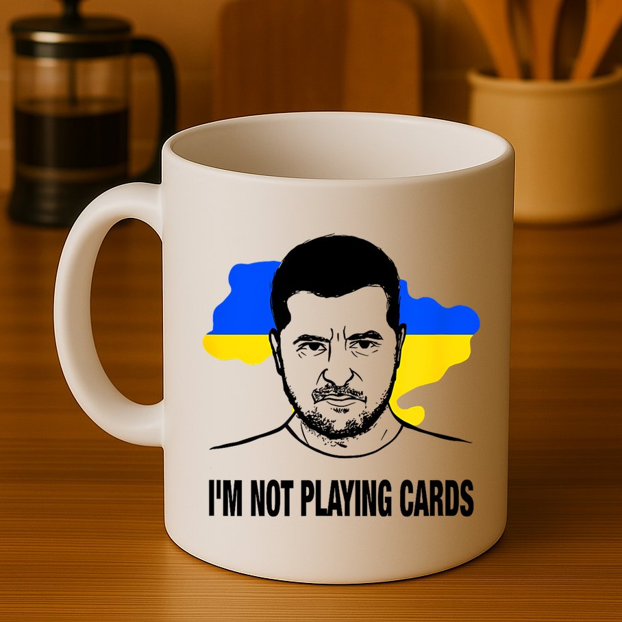 I;M Not Playing Cards Zelensky Ukrainian Flag Mug