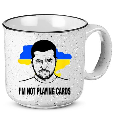 I;M Not Playing Cards Zelensky Ukrainian Flag 15oz Campfire Ceramic Mug